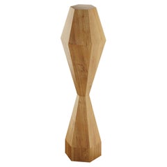 Modern Customizable Faceted Wood Totem Sculpture Pole in Oak Matte Veneer