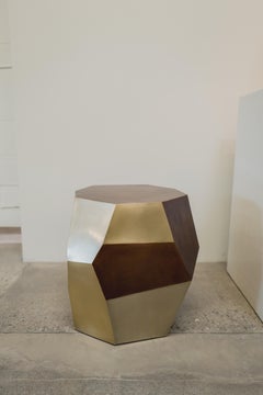Contemporary Faceted Tri Color Drumstool by Robert Kuo, Limited Edition