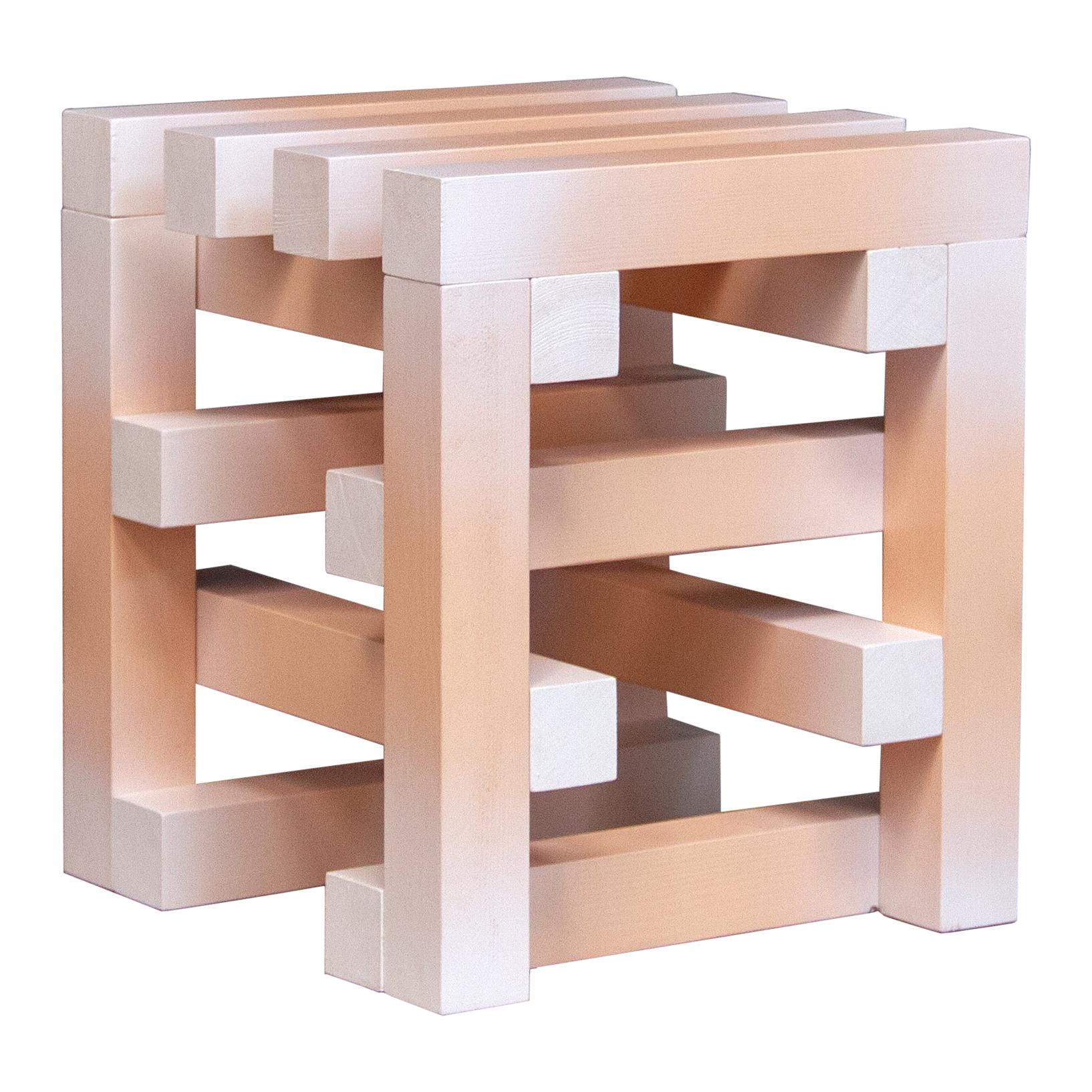 Contemporary Faded Stool in Pine Wood by Erik Olovsson For Sale