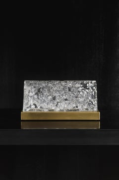 Contemporary Falls Crystal w/ Brass Base Light by Robert Kuo, Limited Edition