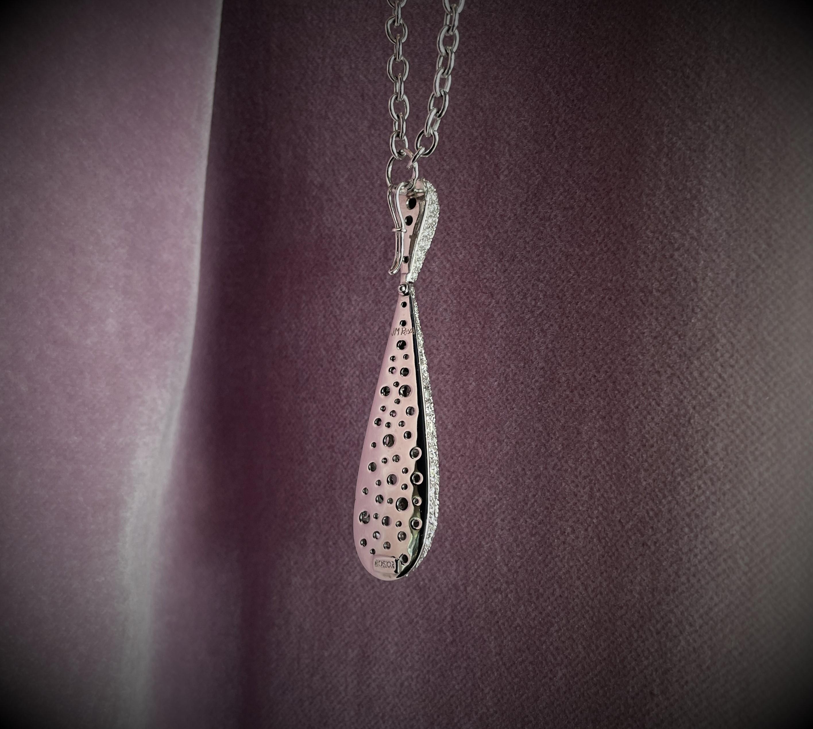 Women's or Men's Rosior one-off Fancy Cut Diamond Pear Shape Pendant Necklace set in White Gold