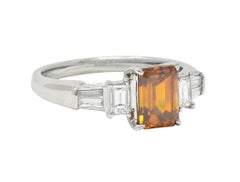 Contemporary Fancy Orange Brown Diamond Platinum Five Stone Engagement Ring