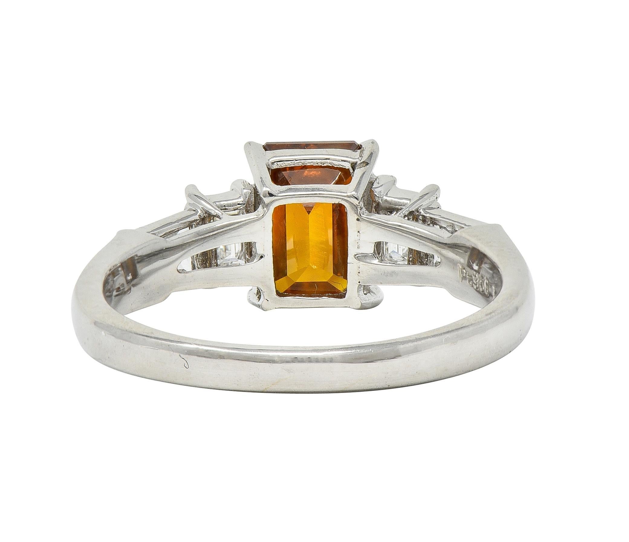 Contemporary Fancy Orange Brown Diamond Platinum Five Stone Engagement Ring In Excellent Condition For Sale In Philadelphia, PA
