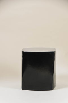 Contemporary Fang Bei Drumstool in Black Lacquer by Robert Kuo, Limited Edition
