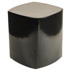 Contemporary Fang Bei Drumstool in Black Lacquer by Robert Kuo, Limited Edition
