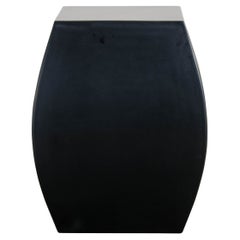 Contemporary Fang Drumstool in Black Lacquer by Robert Kuo, Limited Edition