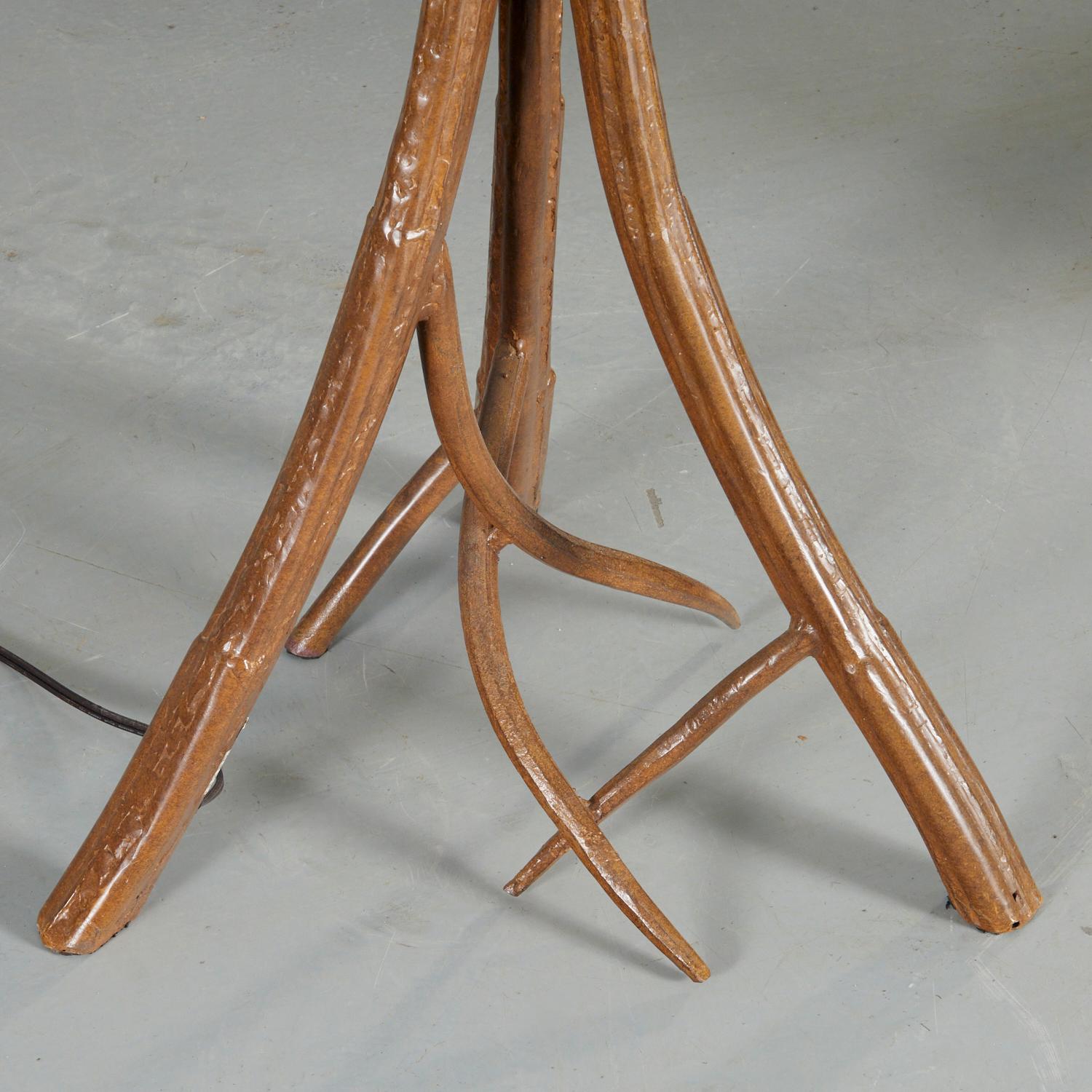 Contemporary Faux Bois Torchiere Floor Lamp with Fir Pine Cones and Needles In Good Condition For Sale In Morristown, NJ