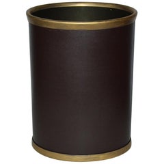 Contemporary Faux Leather Wastebasket with a Vintage Feel