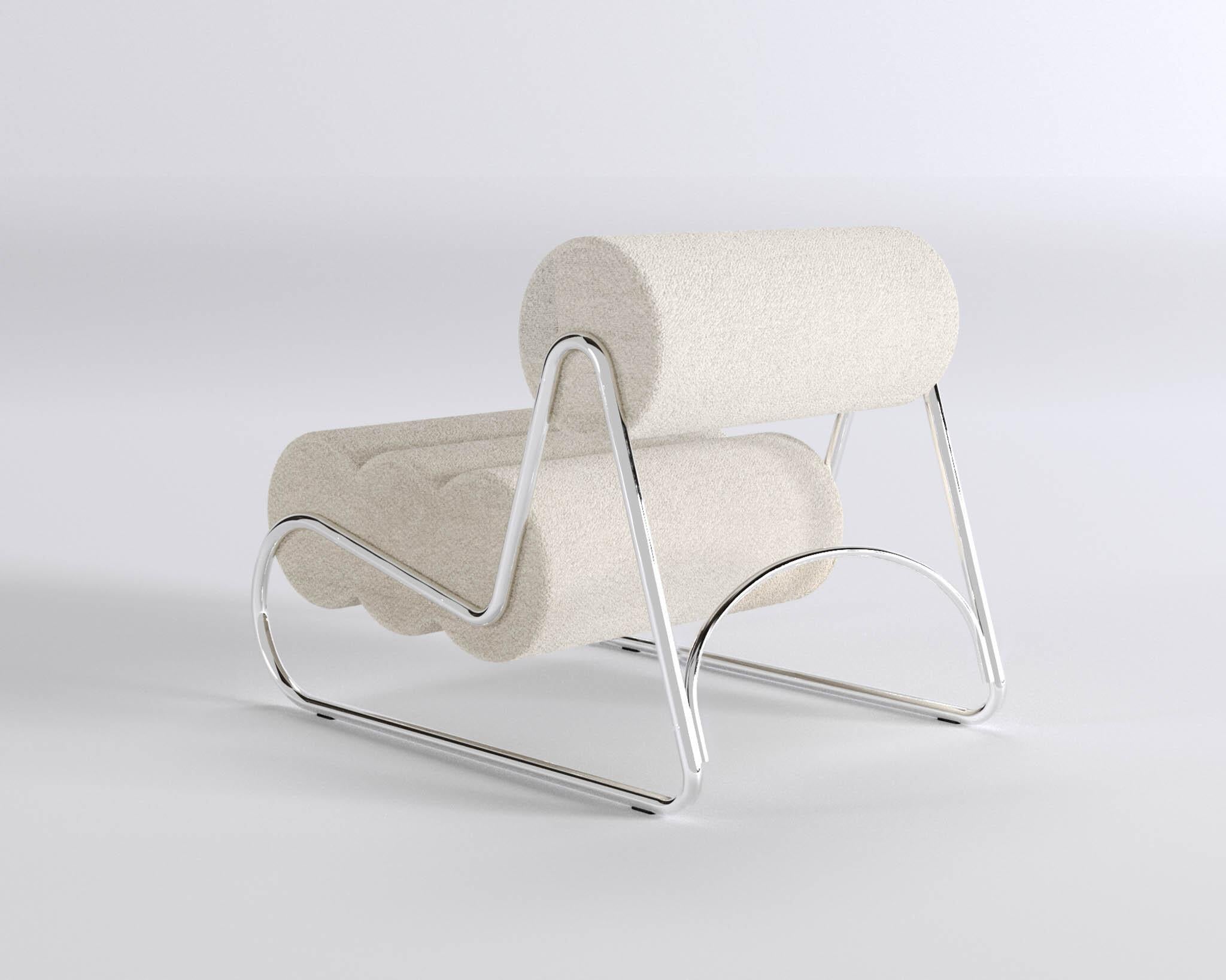 Contemporary Fave Chair by Norr11, Chrome Frame, Brown Velvet For Sale 4