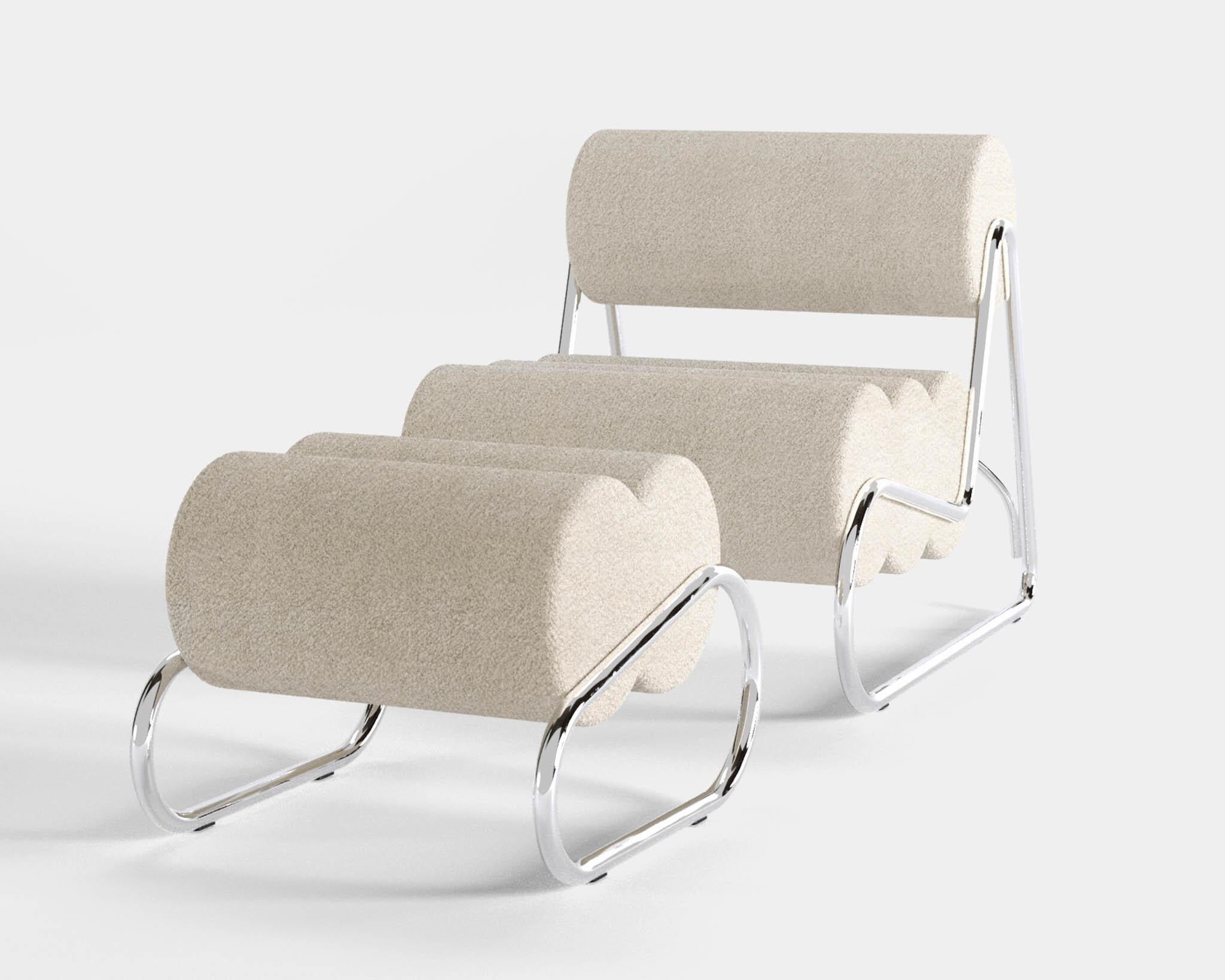 Contemporary Fave Chair by Norr11, Chrome Frame, Brown Velvet For Sale 7