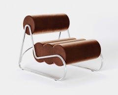 Contemporary Fave Chair by Norr11, Chrome Frame, Brown Velvet