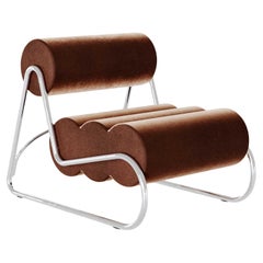 Contemporary Fave Chair von Norr11, Chromgestell, brauner Samt