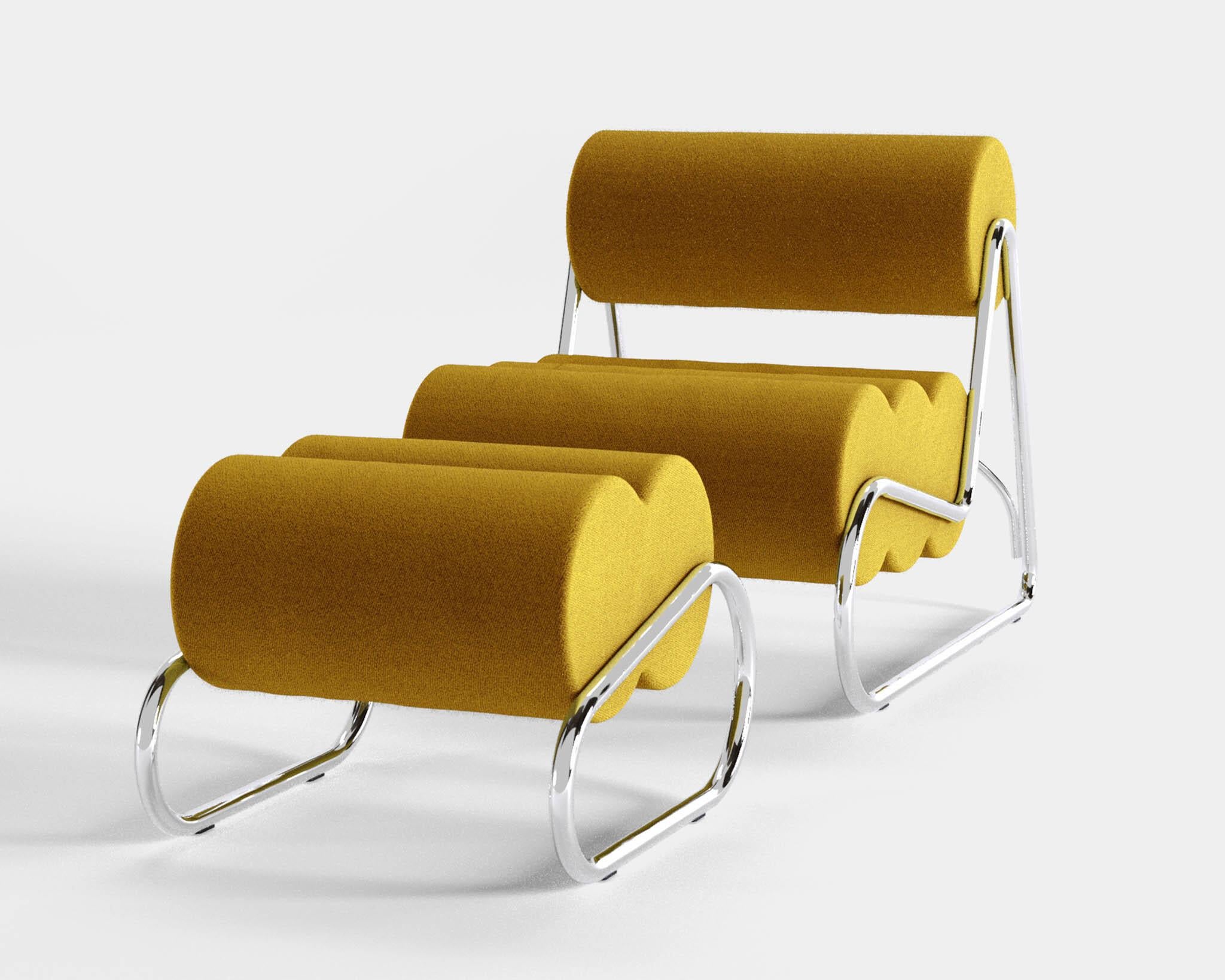 Contemporary Fave Chair by Norr11, Chrome Frame, Green Velvet For Sale 9