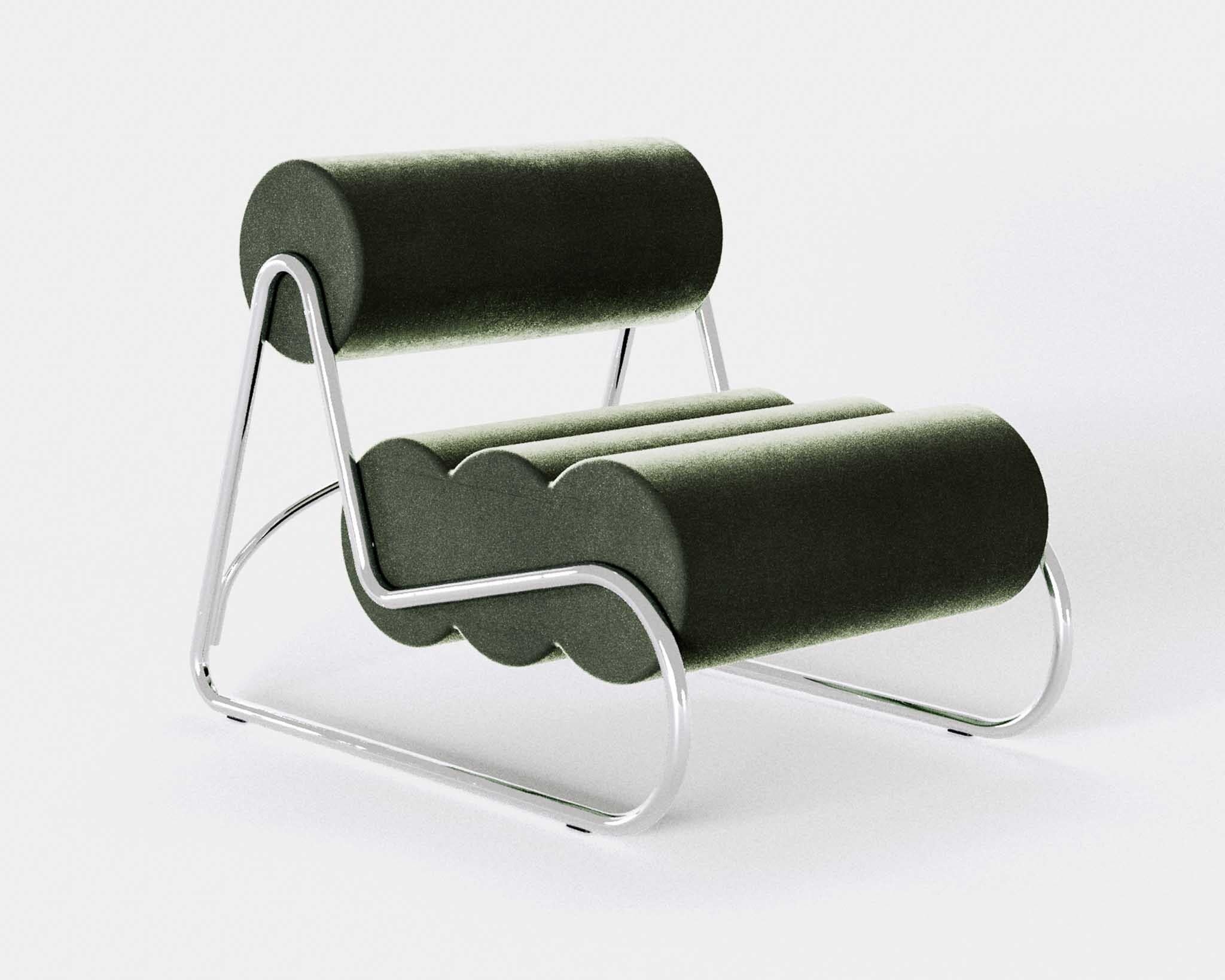 Fave Chair
Signed by Kristian Sofus Hansen and Tommy Hyldahl for Norr11. 

Model shown on the main picture: 
Frame: Mirror Chrome Steel
Fabric: Megan col.104

Chair 
W 65 cm / D 92 cm / H 72 cm / SH 42 cm
Back rest ∅ 15 cm


Kvadrat’s iconic fabric,