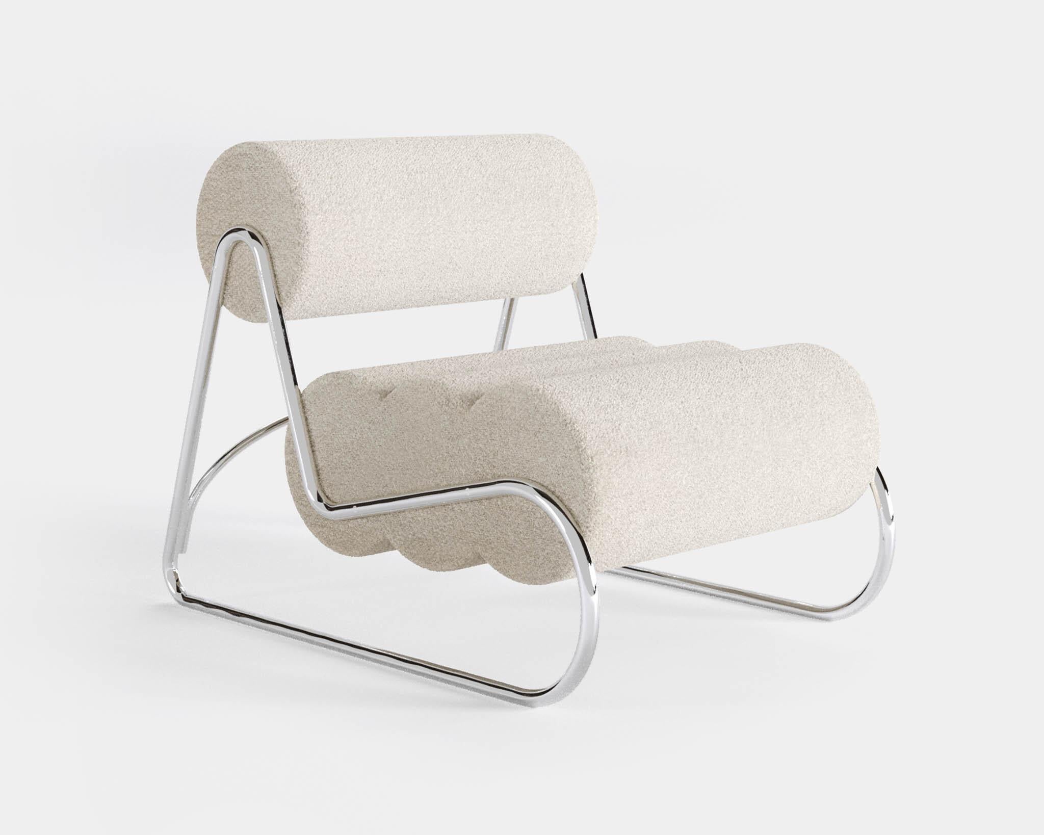 Silla contemporánea Fave de Norr11, estructura cromada, piel (Spectrum) Letón en venta