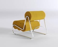 Chaise Fave Contemporary par Norr11, cadre chromé, tissu jaune