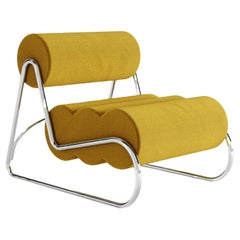 Chaise Fave Contemporary par Norr11, cadre chromé, tissu jaune