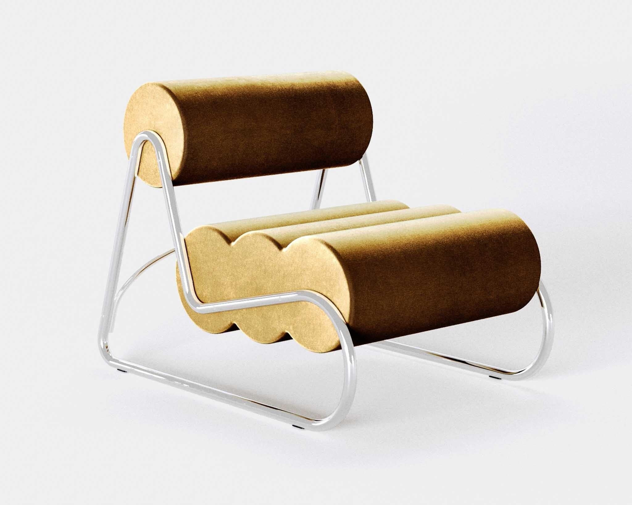 Fave Chair
Signed by Kristian Sofus Hansen and Tommy Hyldahl for Norr11. 

Model shown on the main picture: 
Frame: Mirror Chrome Steel
Fabric: Megan col.79

Chair 
W 65 cm / D 92 cm / H 72 cm / SH 42 cm
Back rest ∅ 15 cm


Kvadrat’s iconic fabric,