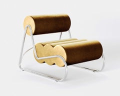 Contemporary Fave Chair by Norr11, Chrome Frame, Yellow Velvet