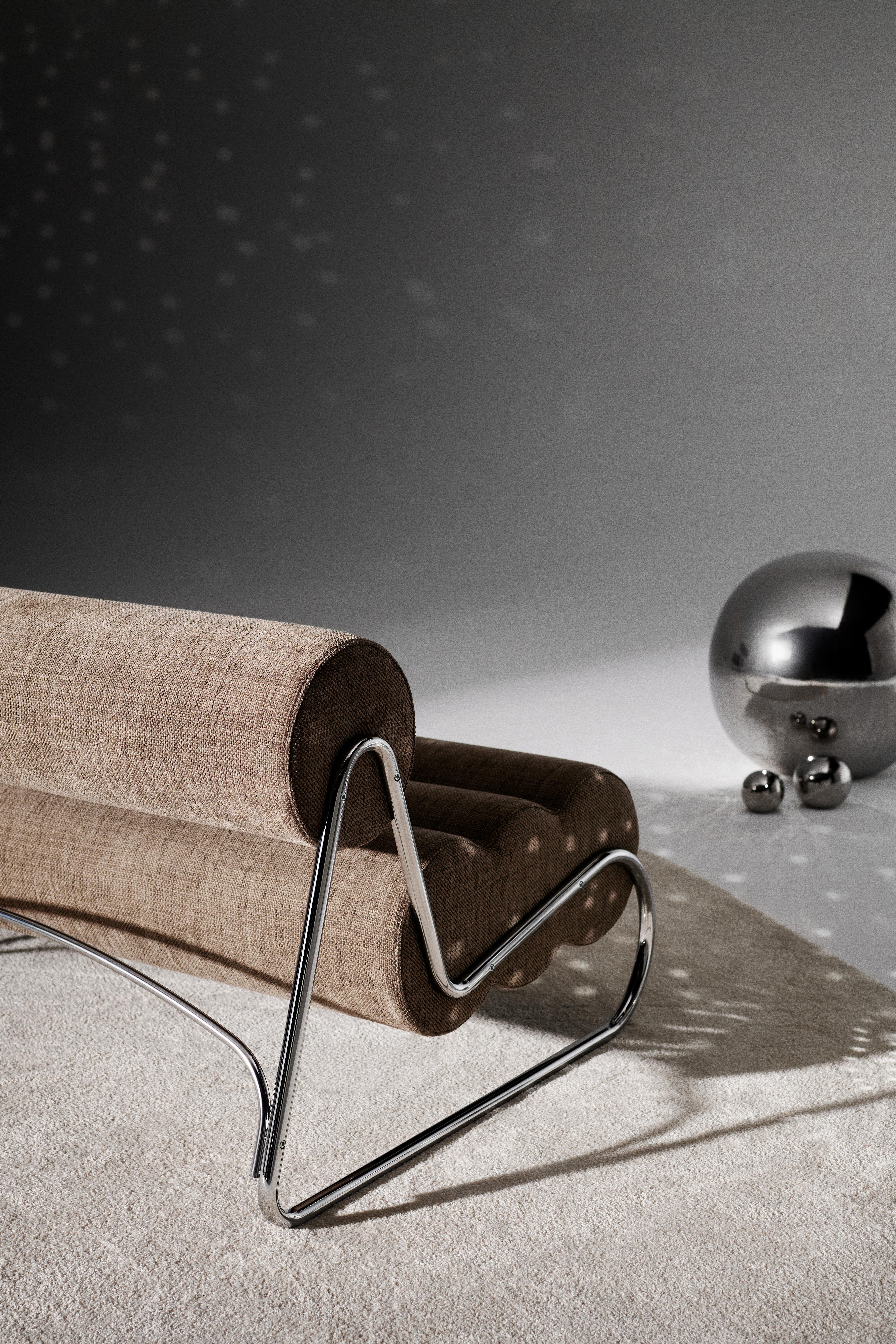 Contemporary 'Fave Sofa' by Norr11, Chrome Frame, Alpaca col.1110 In New Condition For Sale In Paris, IDF