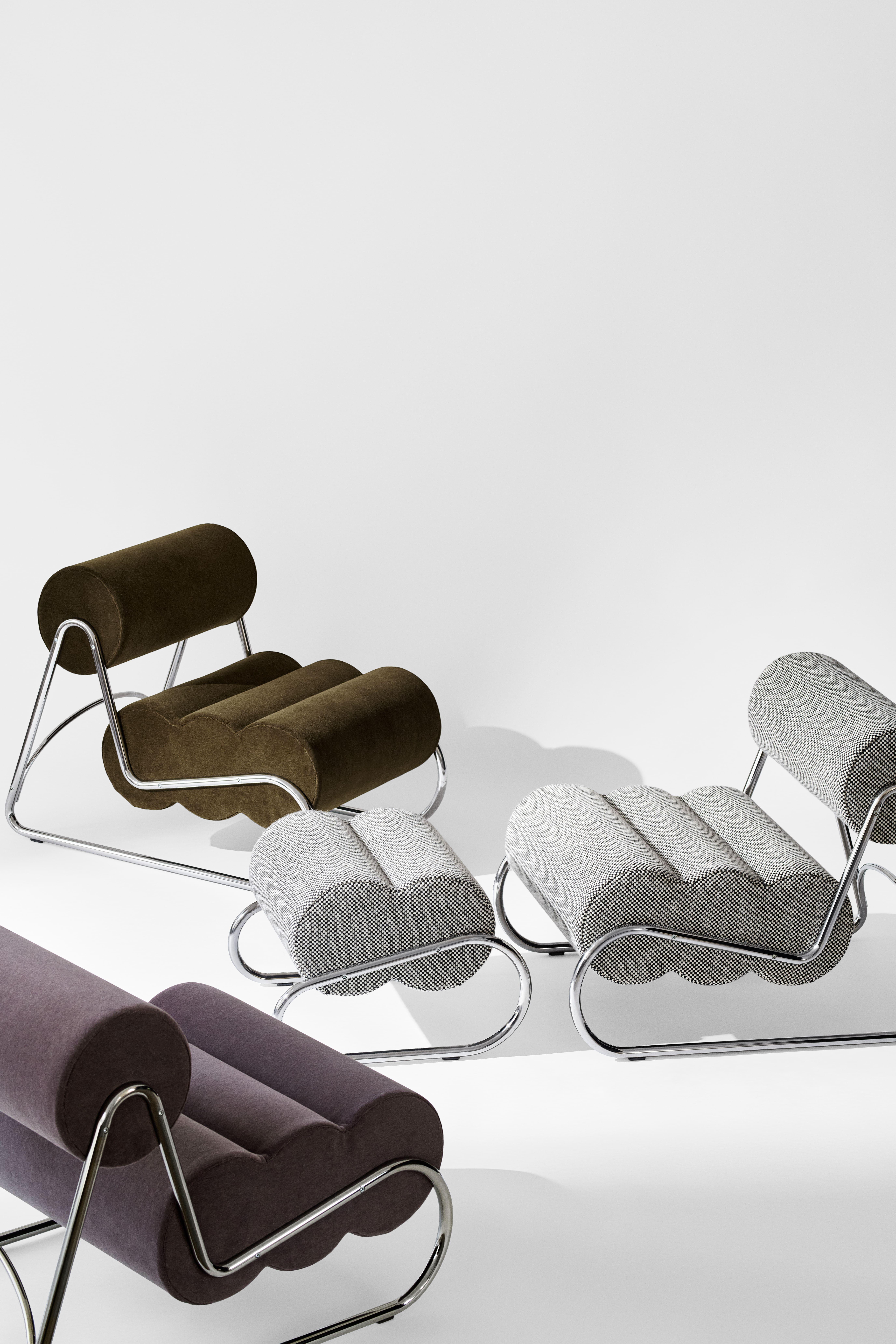 Contemporary 'Fave Sofa' by Norr11, Chrome Frame, Alpaca col.1110 For Sale 1