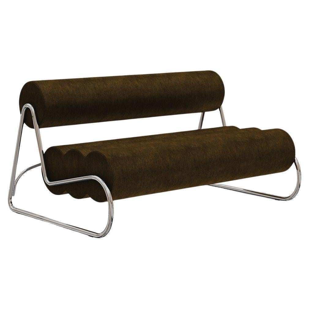 Contemporary 'Fave Sofa' by Norr11, Chrome Frame, Alpaca col.1110