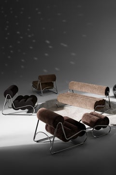 Contemporary 'Fave Sofa' by Norr11, Chrome Frame, Giada col.09-1