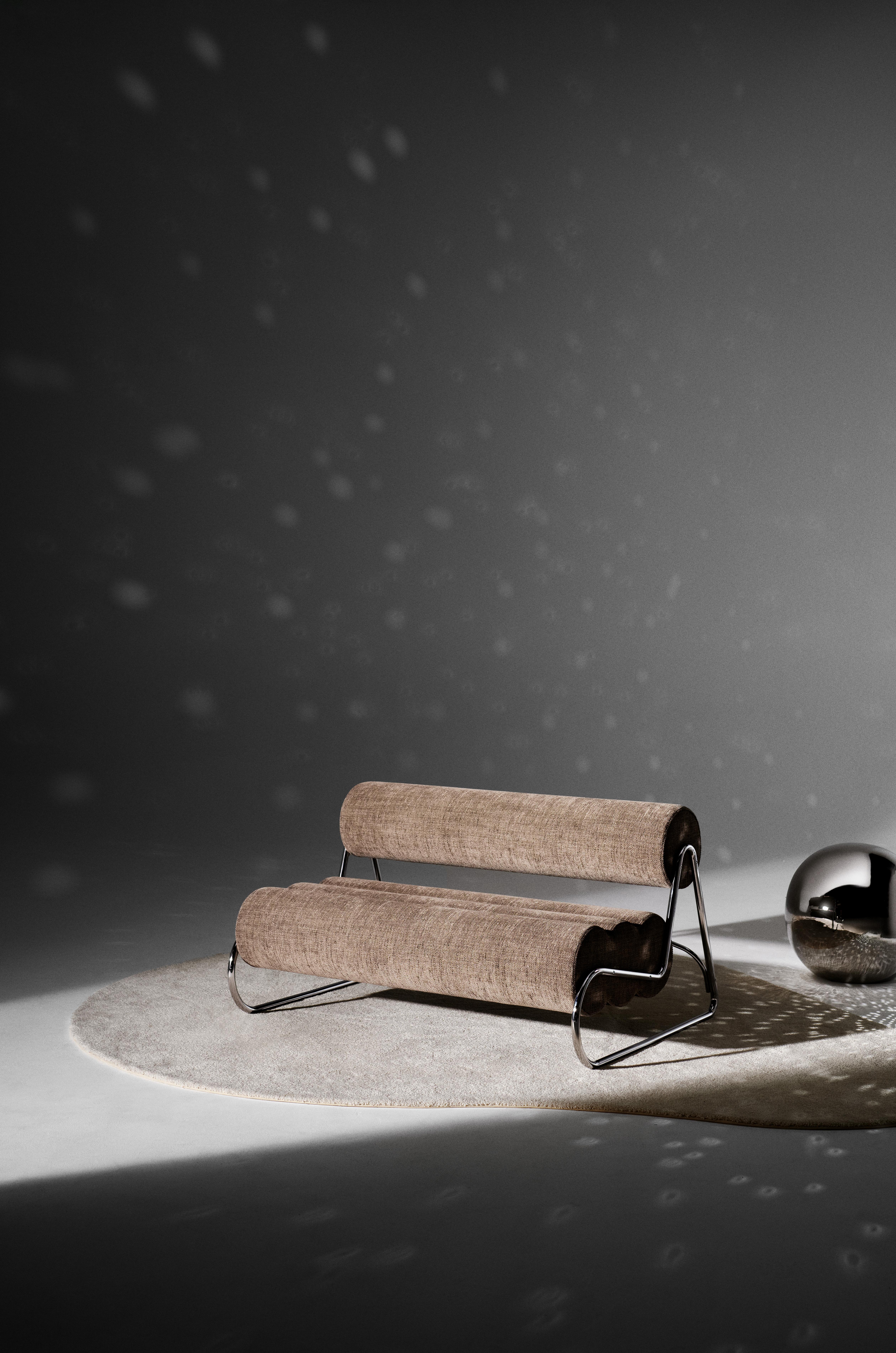 Polish Contemporary 'Fave Sofa' by Norr11, Chrome Frame, Giada col.09-1 For Sale