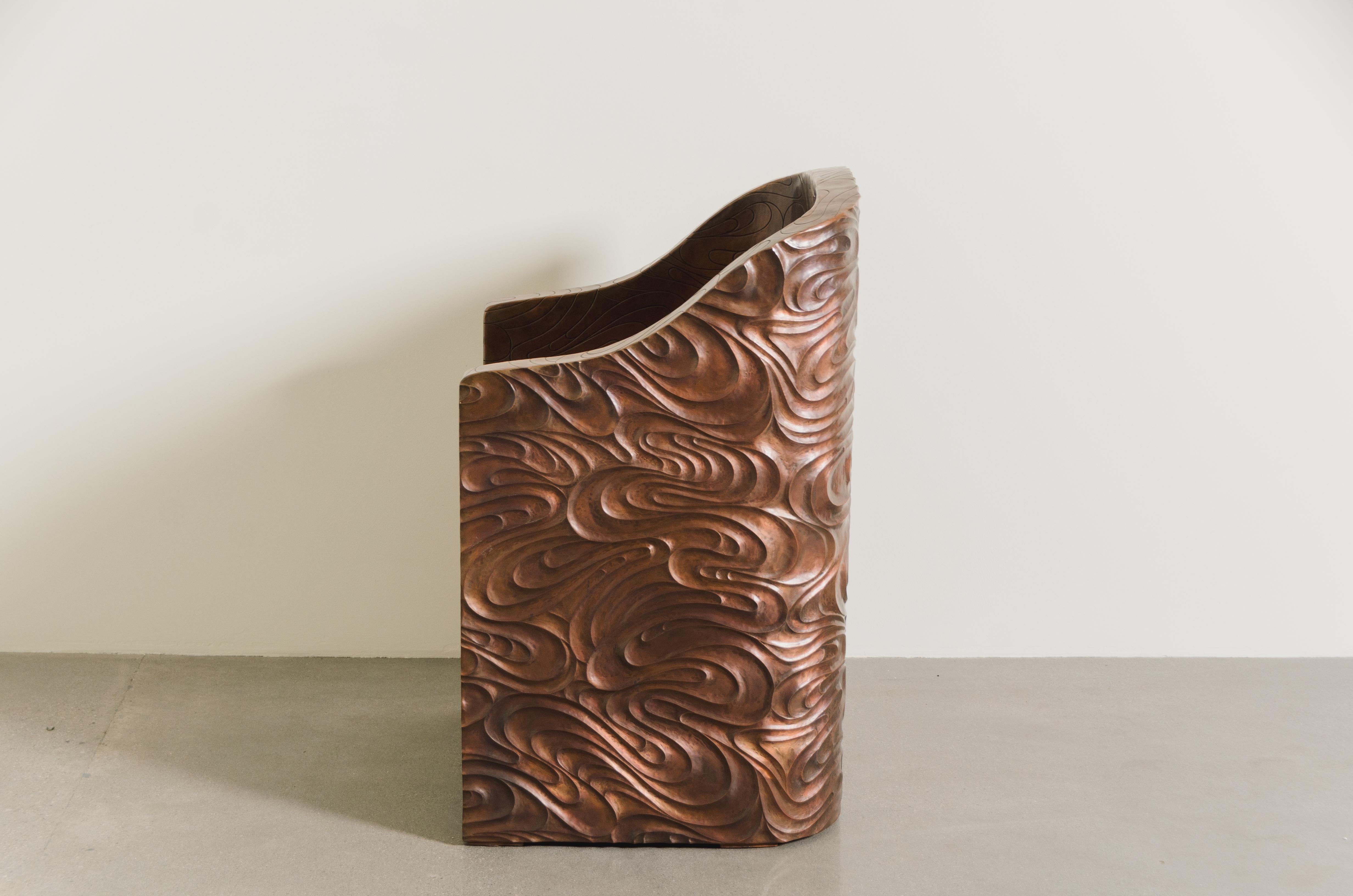 Contemporary Fei Tian Wen Chair in Repoussé Copper by Robert Kuo In New Condition For Sale In Los Angeles, CA