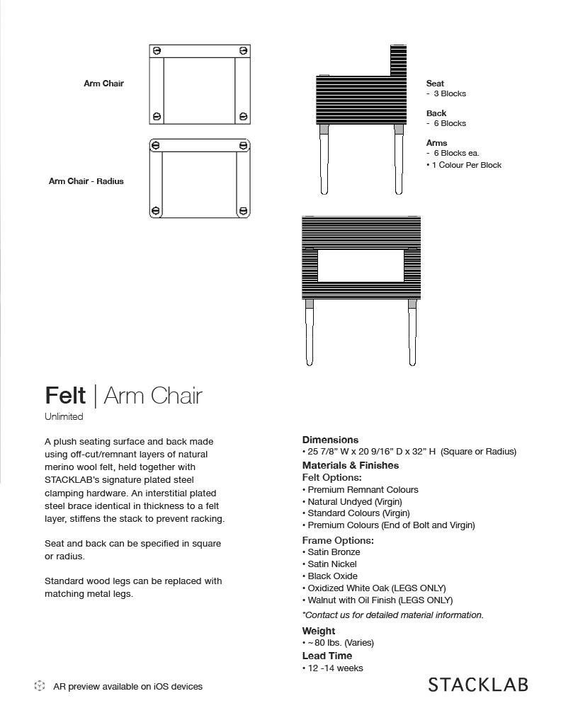 Stacklab  Felt Armchair - Merino Wool with Metal Legs For Sale 4