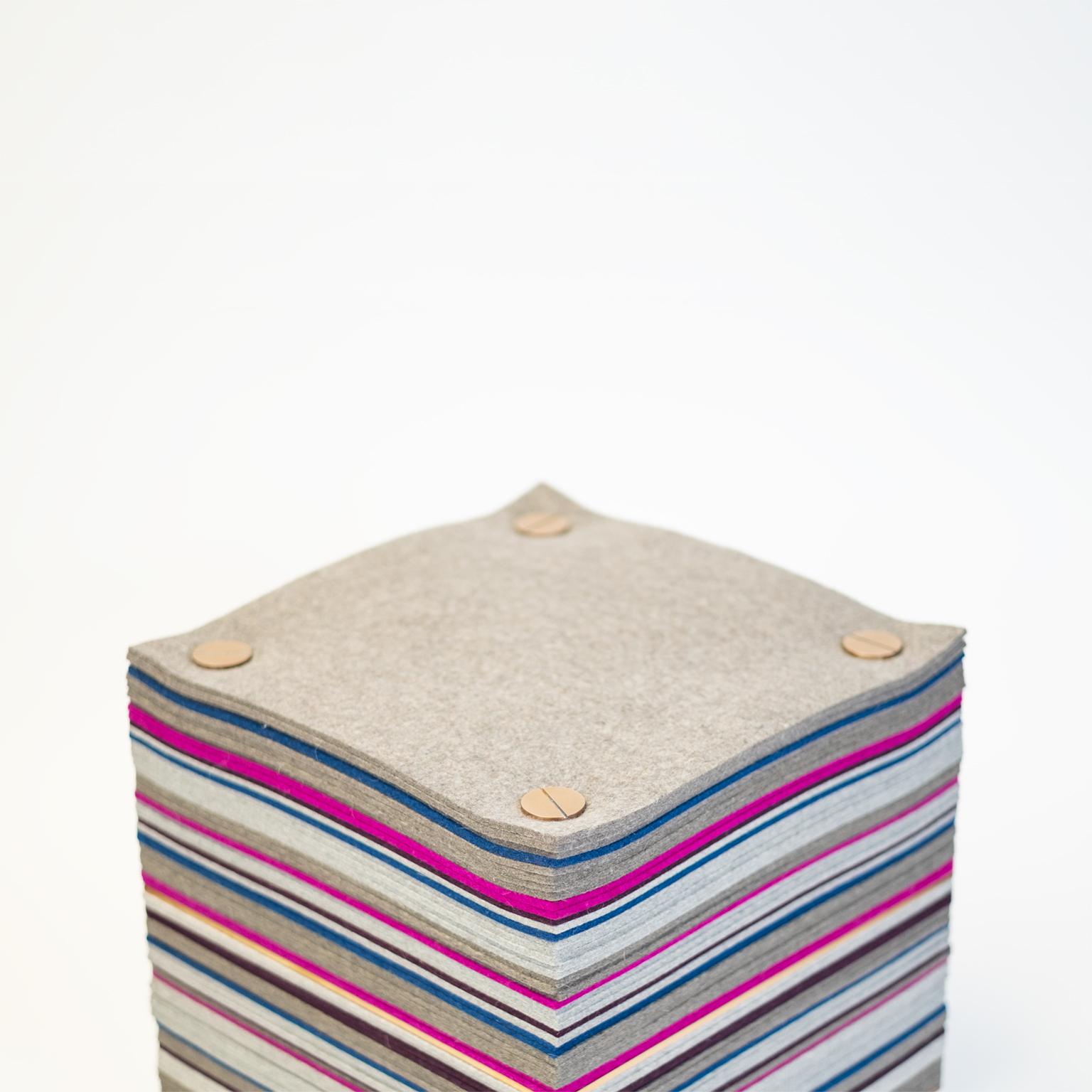 Modern Stacklab Felt Series Stool - Merino Wool & Metal Legs For Sale