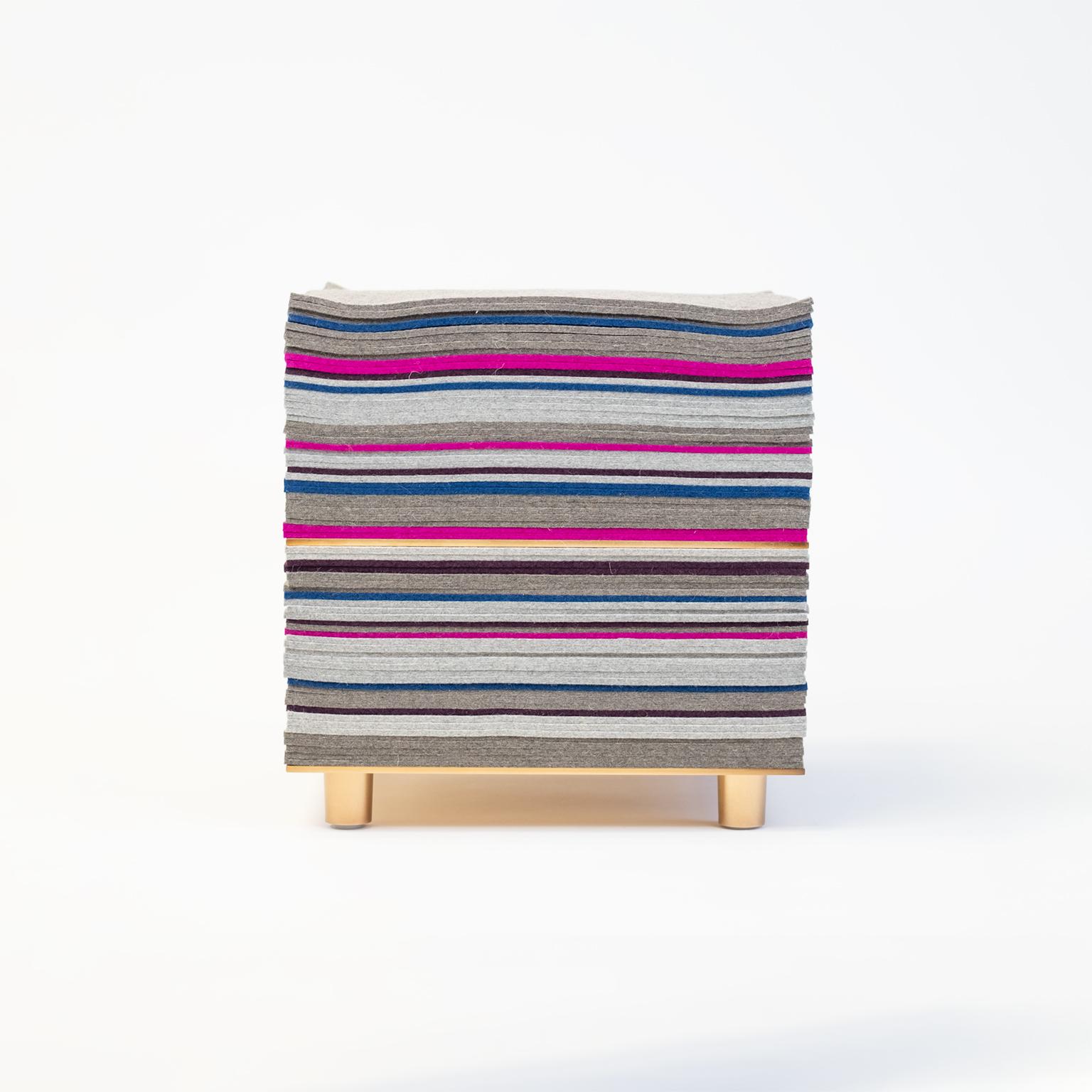 Modern Stacklab Felt Series Stool - Merino Wool & Metal Legs For Sale