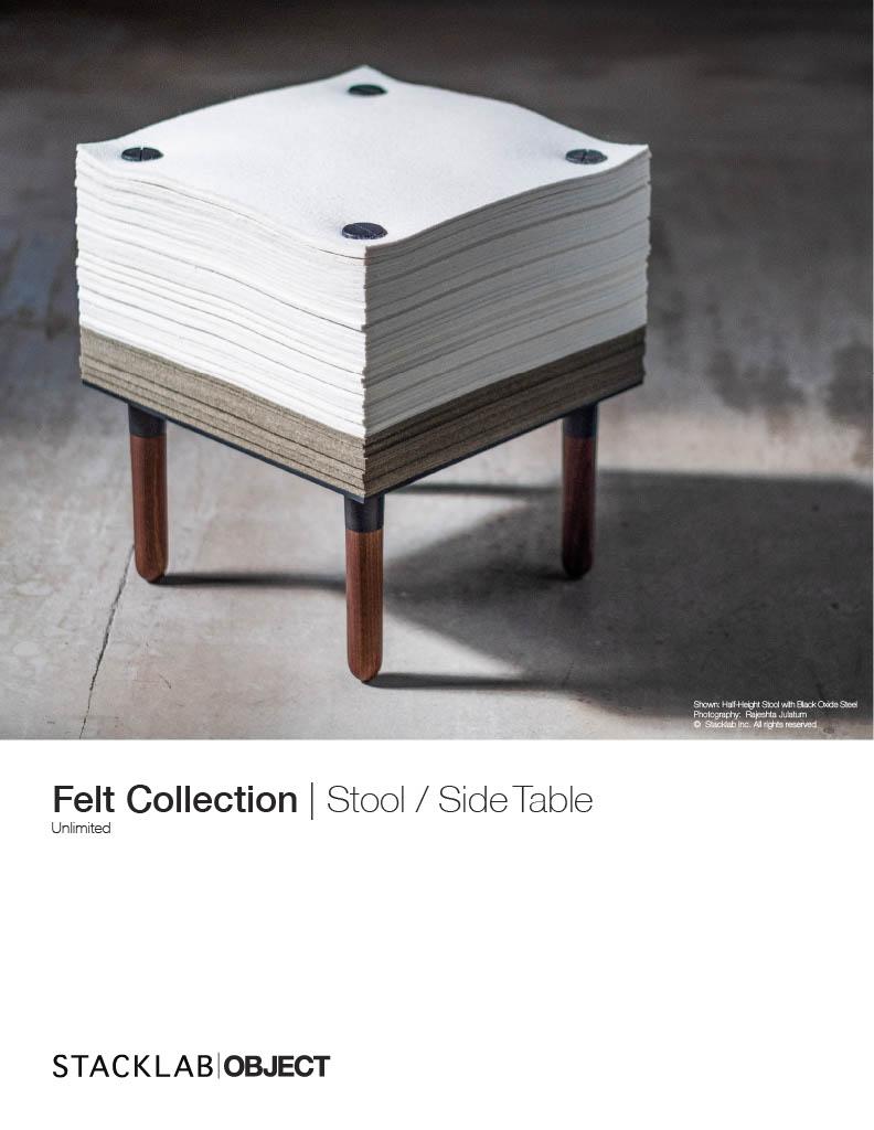Stacklab Felt Series Stool - Merino Wool & Metal Legs In New Condition For Sale In Toronto, Ontario