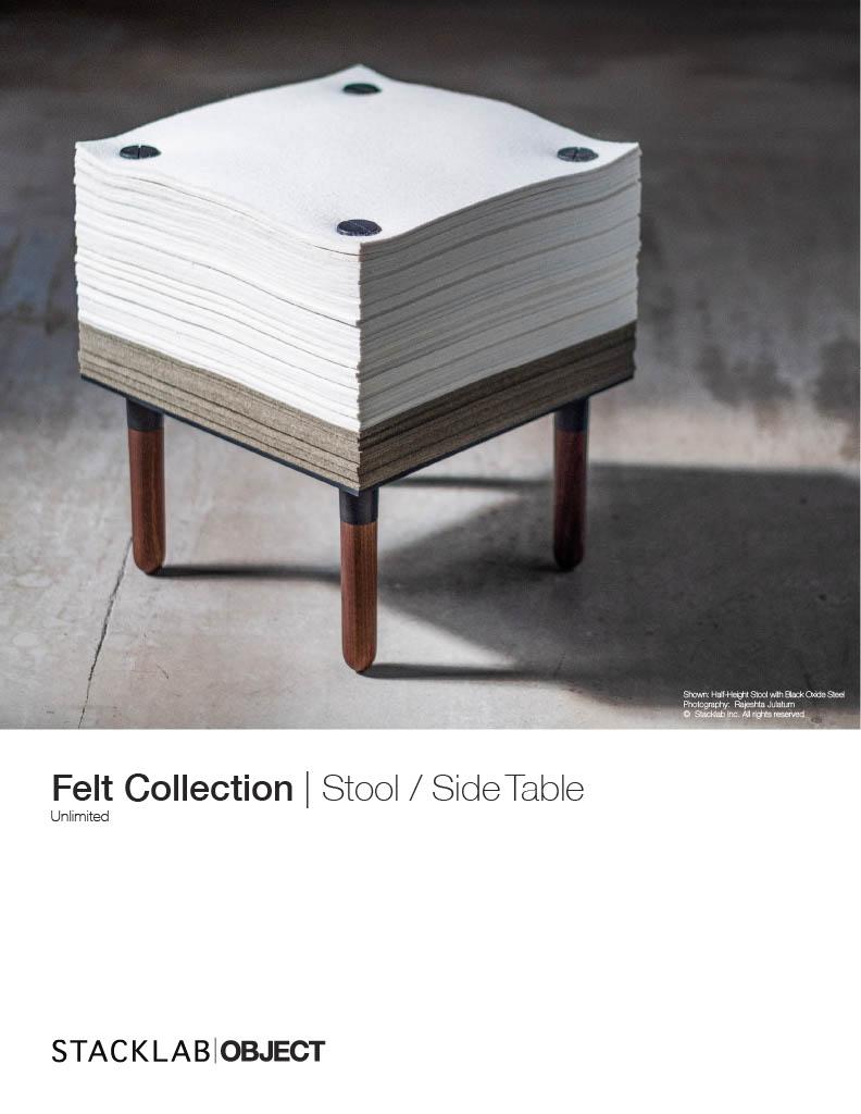 Oiled Stacklab Felt Series Stool - Merino Wool & Metal Legs For Sale