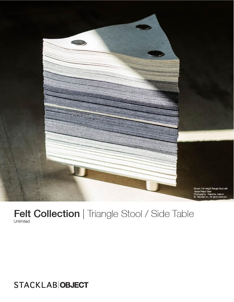 Oiled Stacklab Felt Series, Triangle -  Merino Wool Felt and Steel Legs For Sale