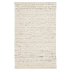 Contemporary Felted Handmade Ivory Wool Rug by Apadana