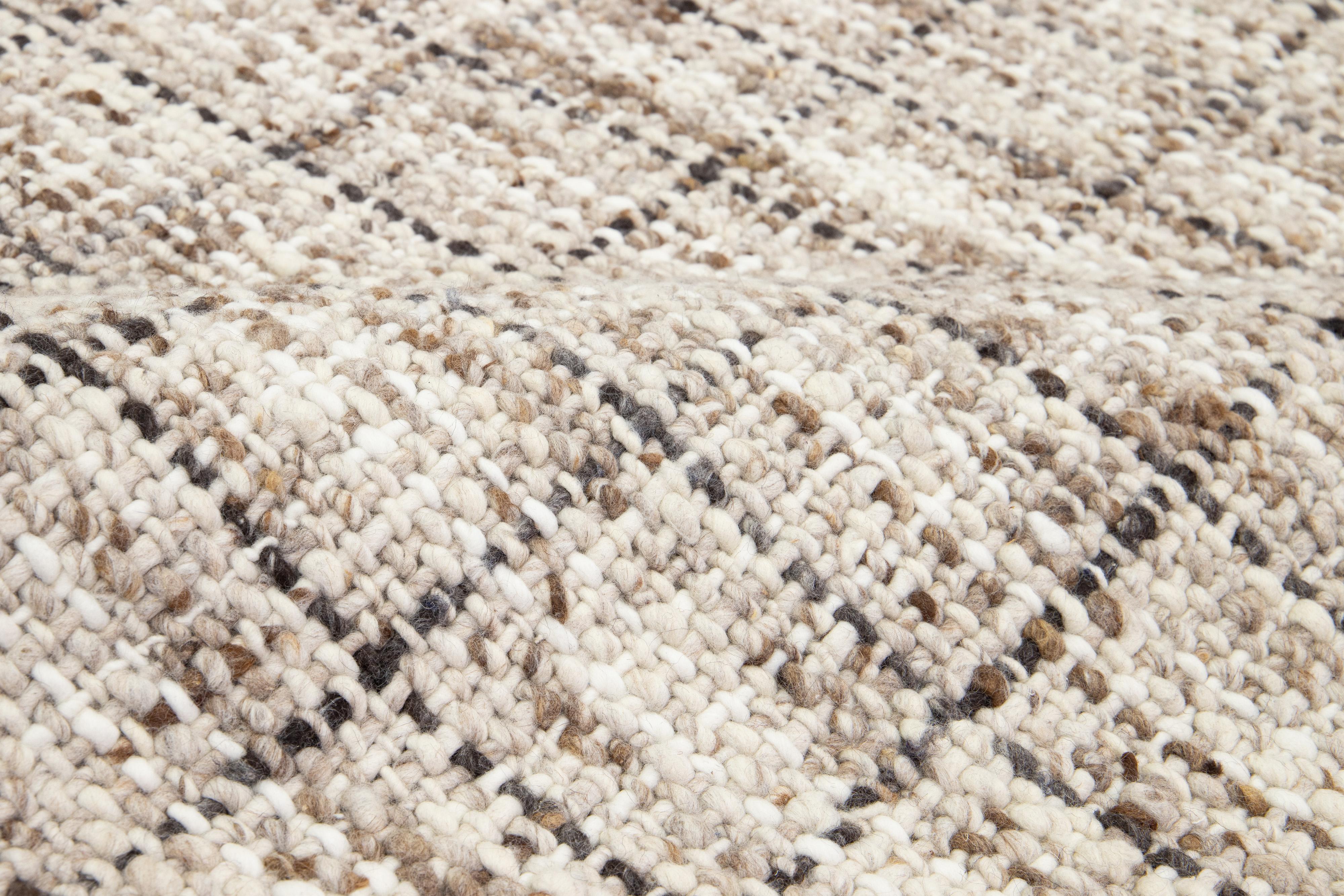 Contemporary Felted Handmade Wool Rug In Brown by Apadana For Sale 4
