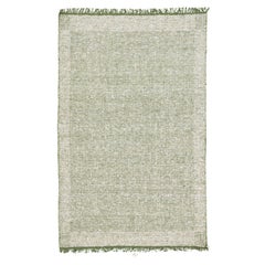 Tapis contemporain en laine feutrée fait main, vert et ivoire par Apadana