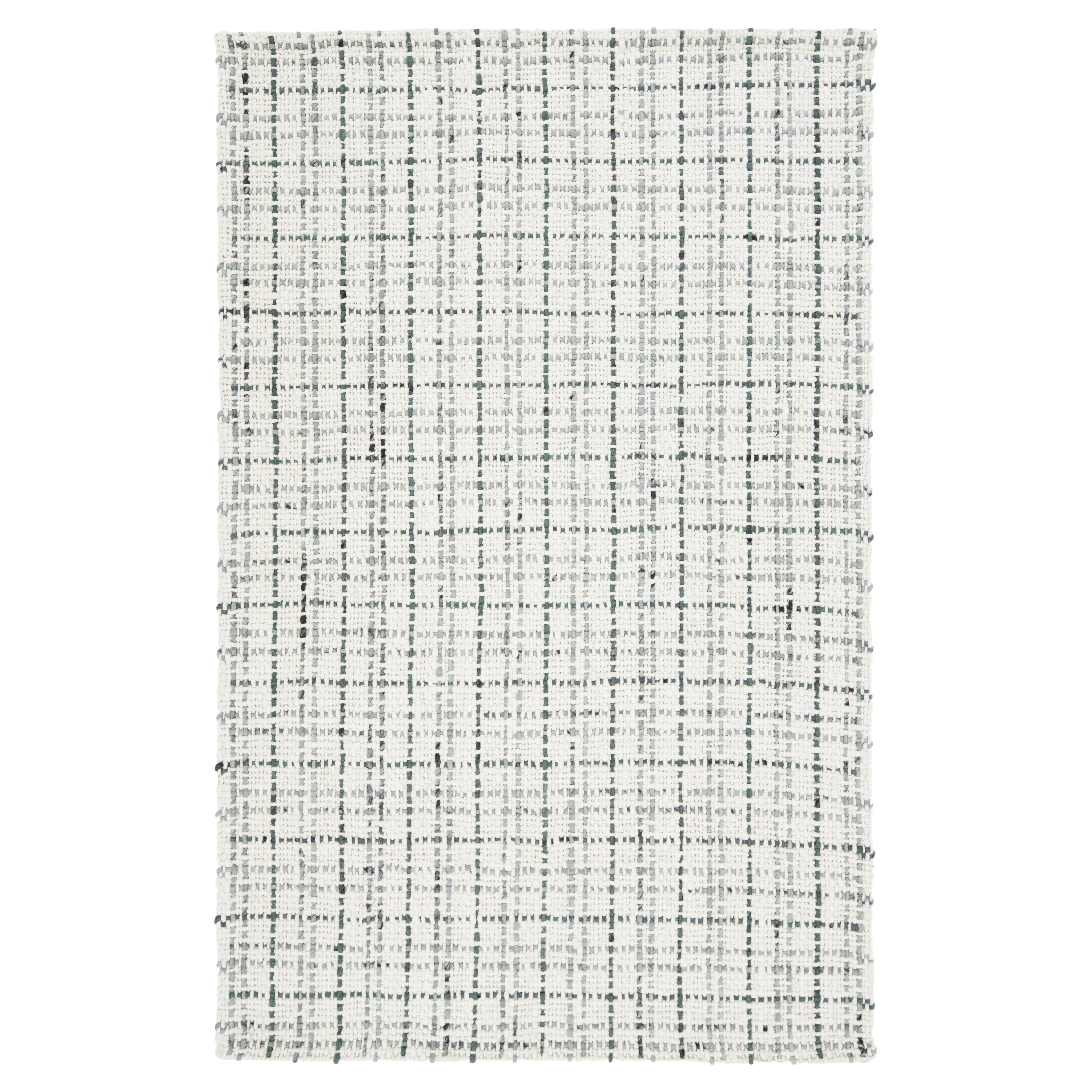 Contemporary Felted Handmade Wool Rug In Ivory and Gray by Apadana
