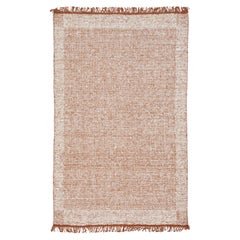 Contemporary Felted Handmade Wool Rug In Rust and Ivory by Apadana