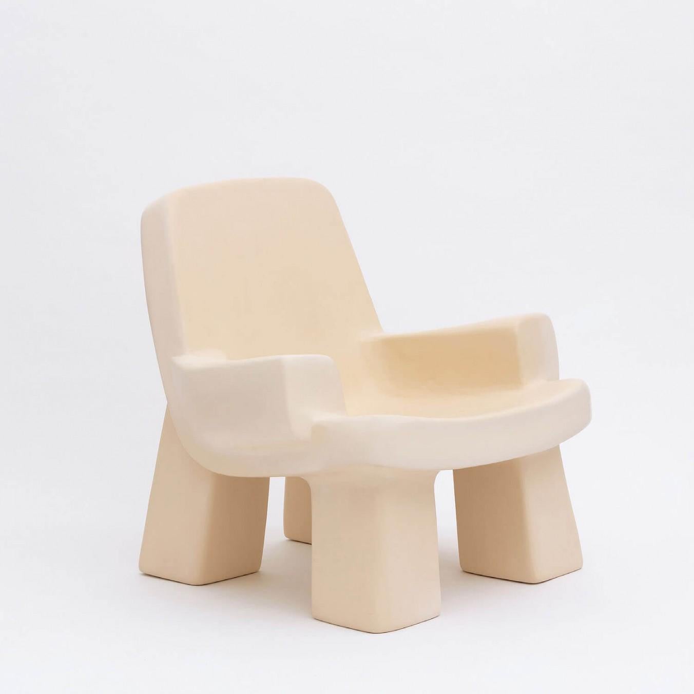 Contemporary fiberglass armchair - Fudge chair by Faye Toogood. This is shown in the malachite fiberglass finish. 
Design: Faye Toogood
Material: Fiberglass 
Available also in charcoal, cream or mallow opaque finish

Faye Toogood’s new Fudge