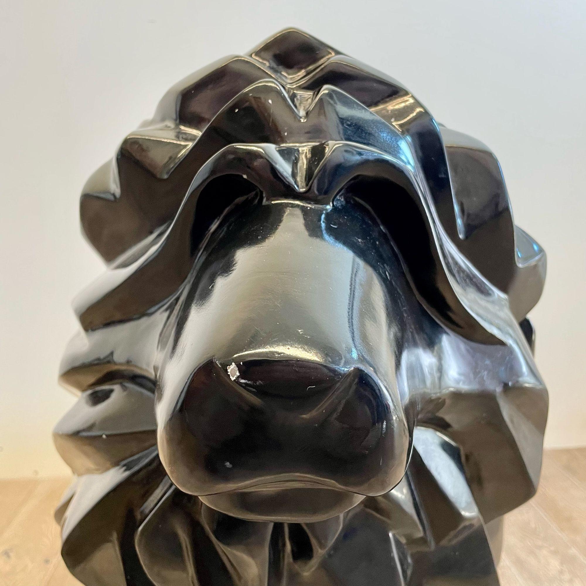 Contemporary Fiberglass Lion Sculpture, Ebony, Custom Quality For Sale 4