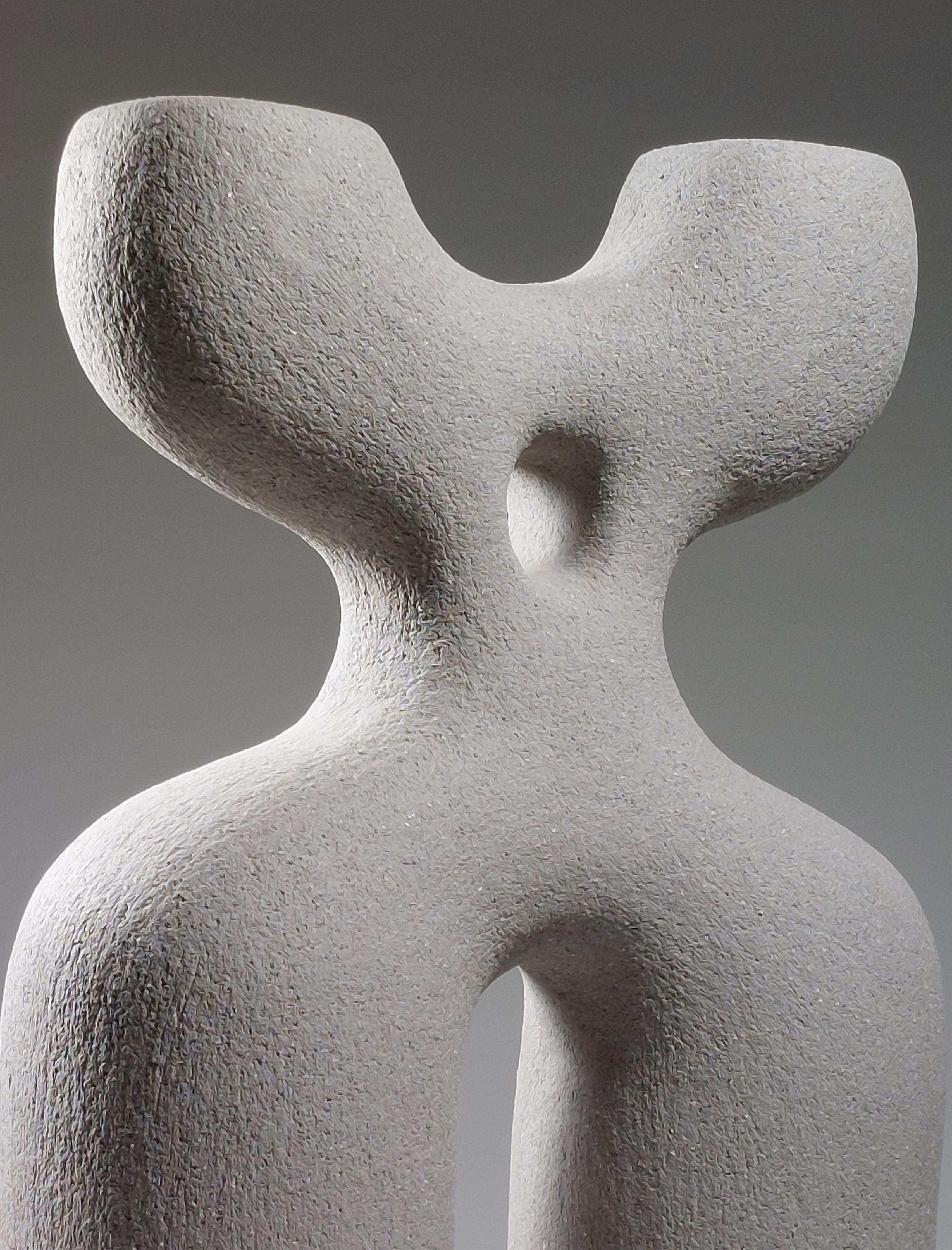 Modern Contemporary Figurative Ceramic Sculpture by Rachel Peters, Grey Clay, In Stock For Sale