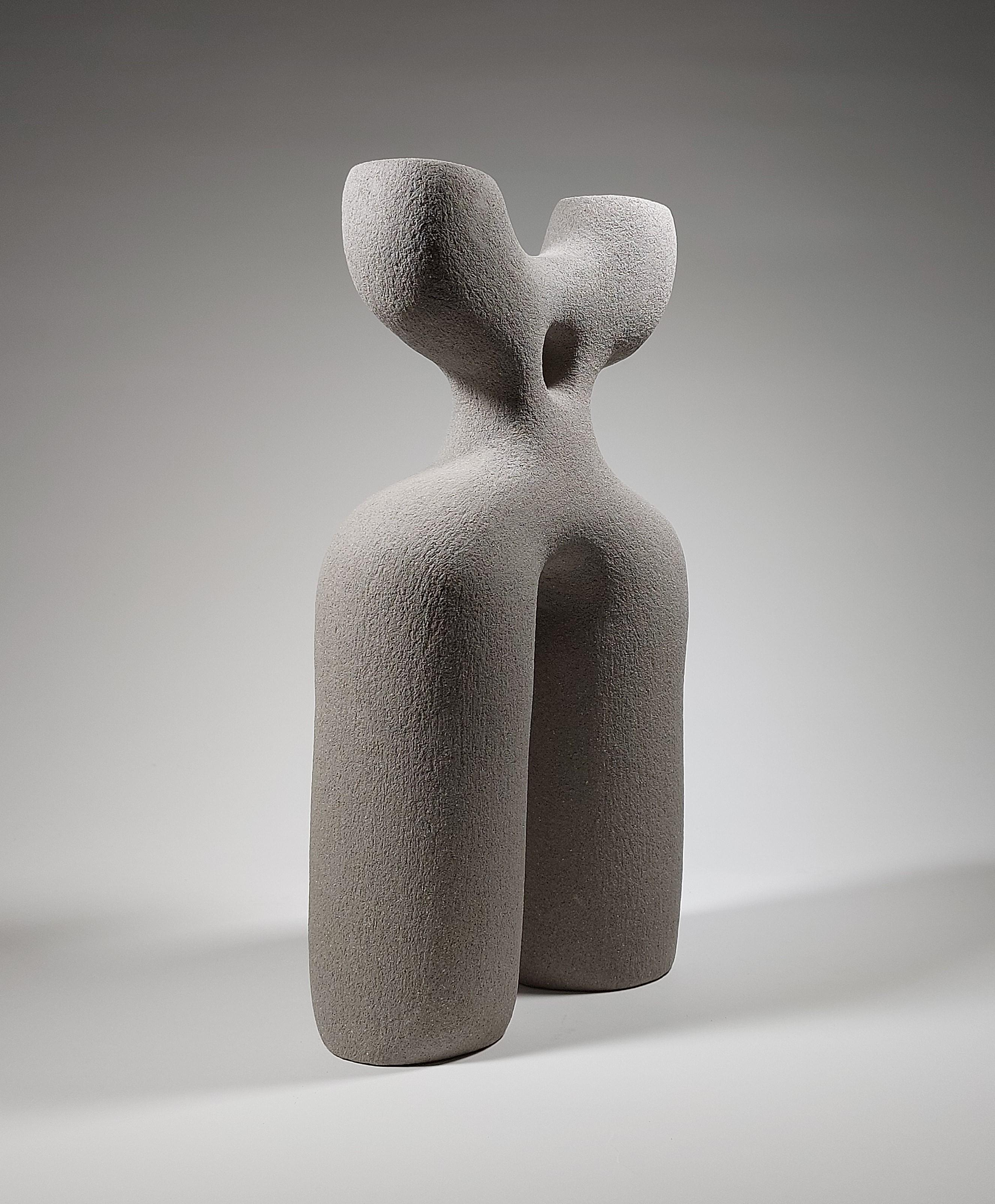 British Contemporary Figurative Ceramic Sculpture by Rachel Peters, Grey Clay, In Stock For Sale