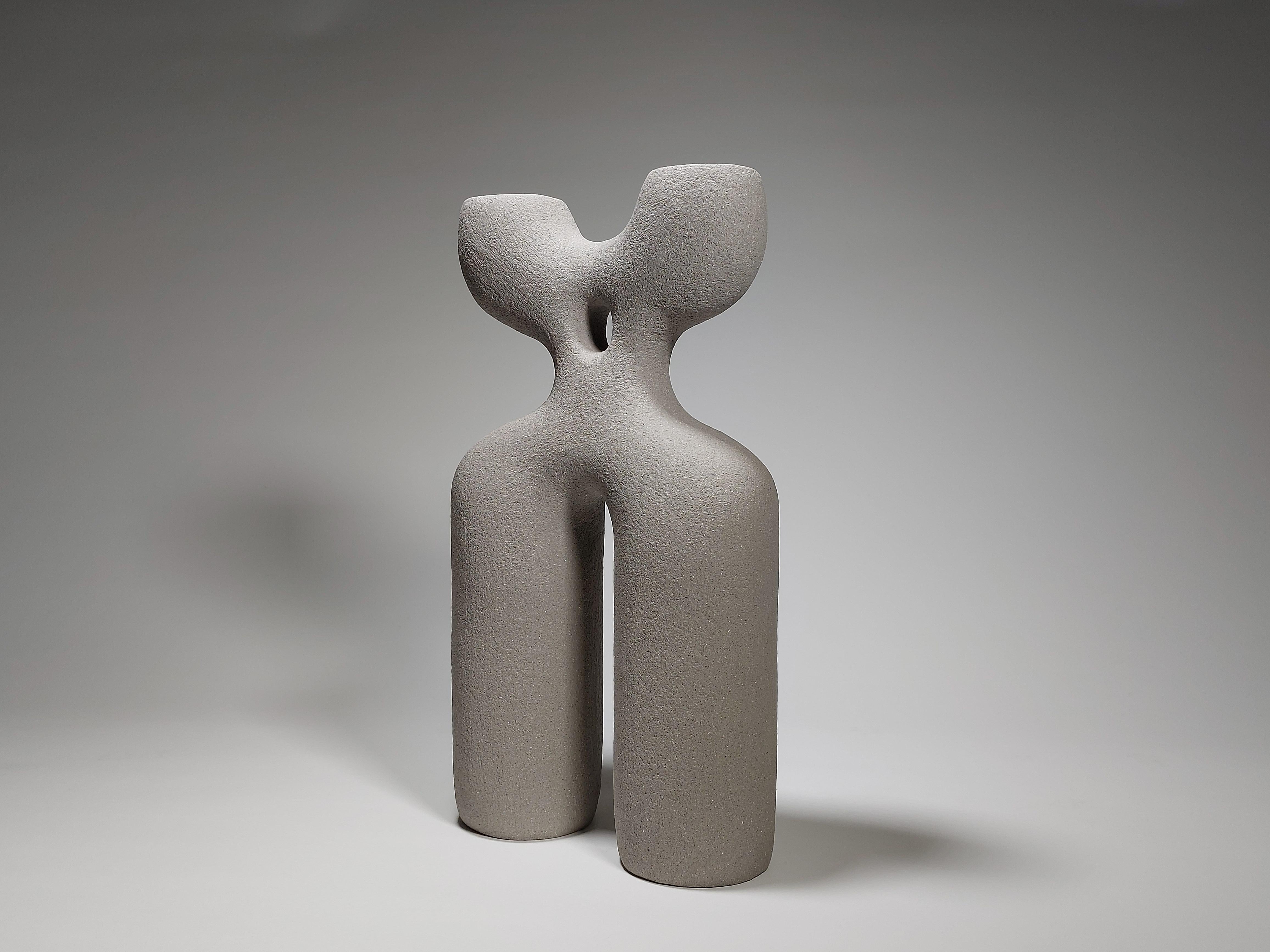 Hand-Crafted Contemporary Figurative Ceramic Sculpture by Rachel Peters, Grey Clay, In Stock For Sale