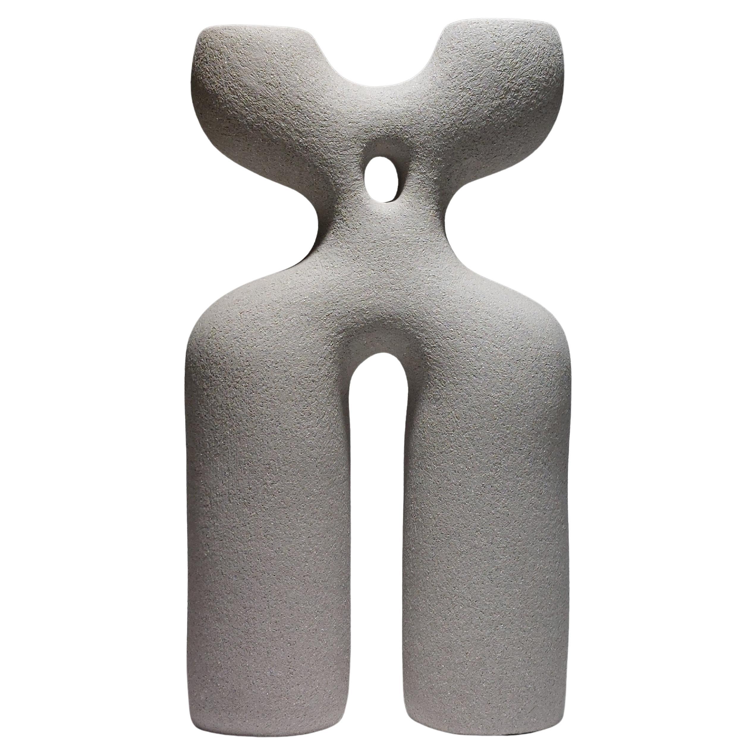 Contemporary Figurative Ceramic Sculpture by Rachel Peters, Grey Clay, In Stock