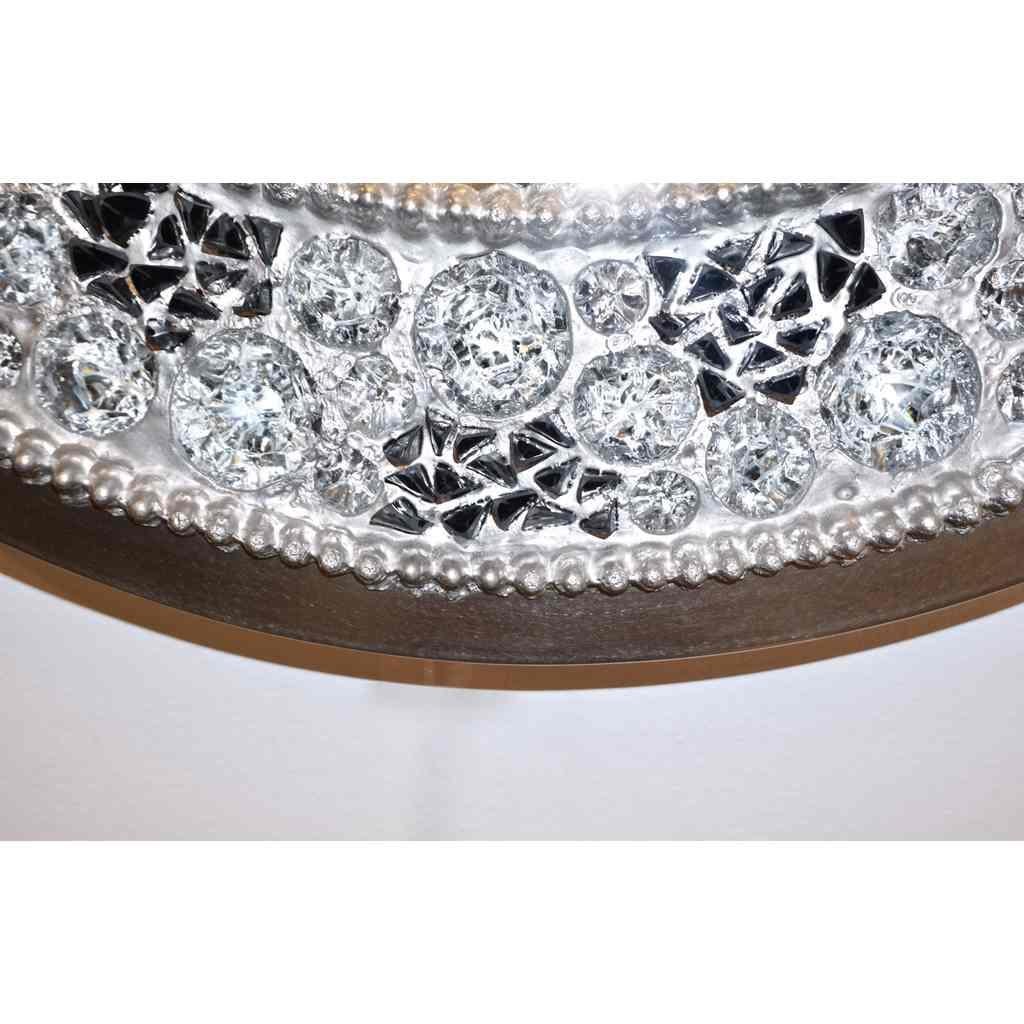 Contemporary Fine Design Italian Lit Black and Clear Rock Crystal Nickel Mirror For Sale 3