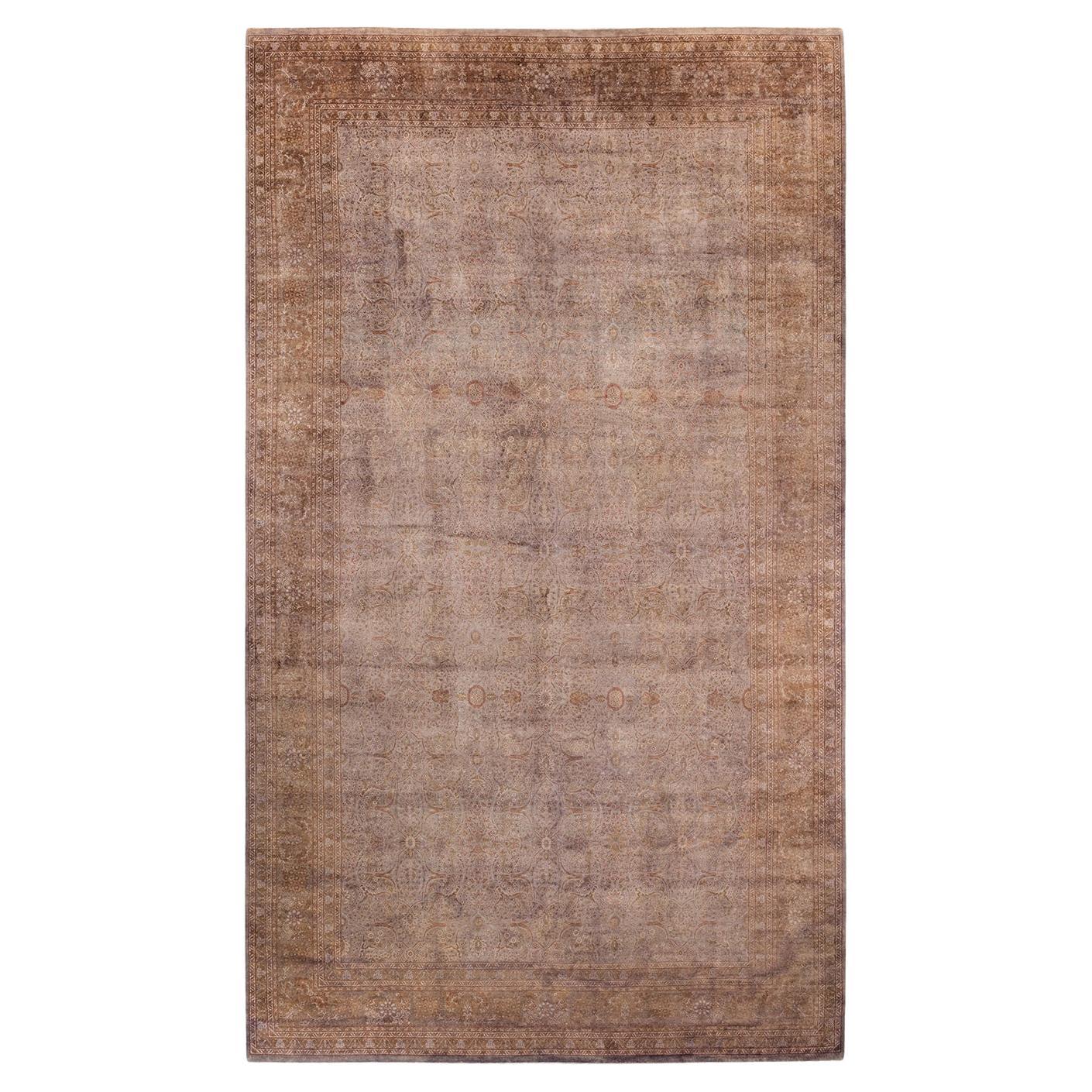 Contemporary Fine Vibrance Hand Knotted Wool Beige Area Rug