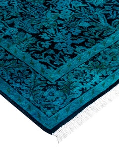 Contemporary Fine Vibrance Hand Knotted Wool Black Area Rug
