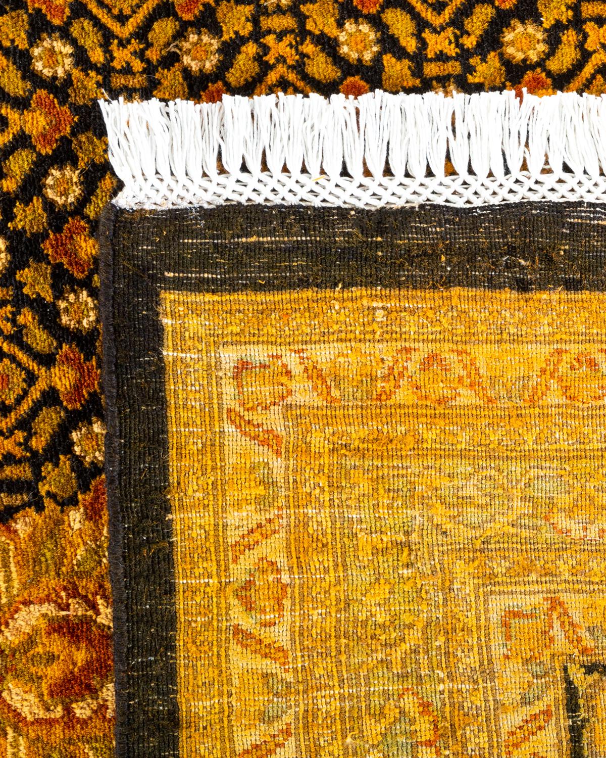 Contemporary Fine Vibrance Hand Knotted Wool Black Area Rug (21. Jahrhundert und zeitgenössisch) im Angebot